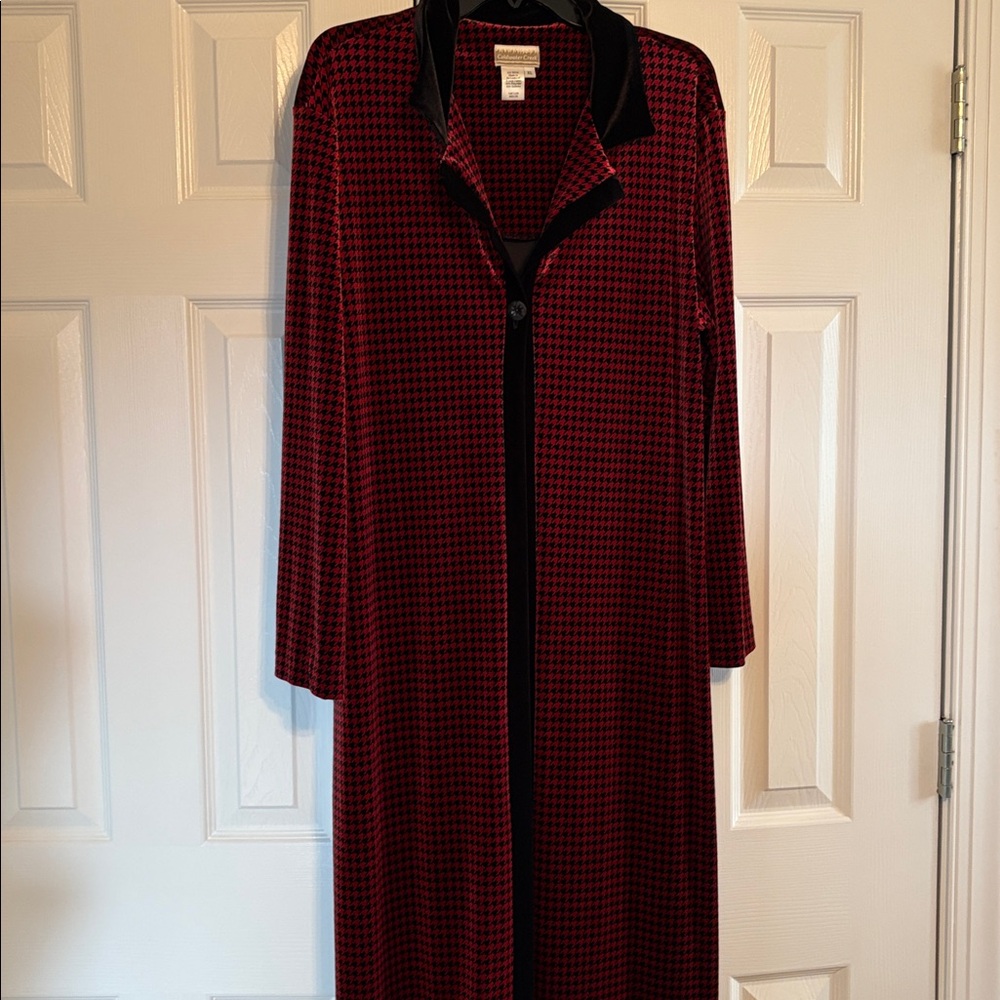 Coldwater Creek Red and Black Houndstooth Coat